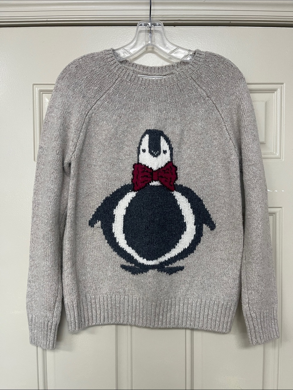 Small Abercrombie & Fitch Lt Khaki Crewneck Sweater with Penguin